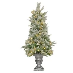 4 Ft. Pre-Lit Frosted Colonial Fir Tree With Warm White LED Lights