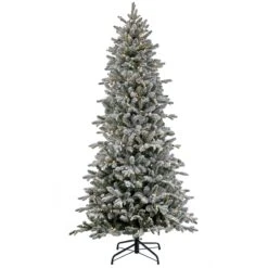 7 Ft. Pre-Lit Snowy Calton Pine Tree With LED Lights