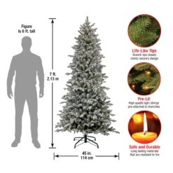 7 Ft. Pre-Lit Snowy Calton Pine Tree With LED Lights -Christmas Trees Sales PECP64 300L 70 Dim