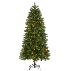 6.5 Ft. Pre-Lit Downswept Douglas Fir Slim Tree With Clear Lights