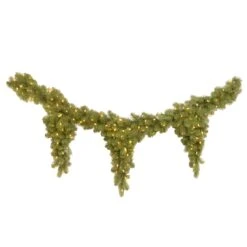 6 Ft. Pre-Lit Downswept Douglas Fir Teardrop Garland With White Lights