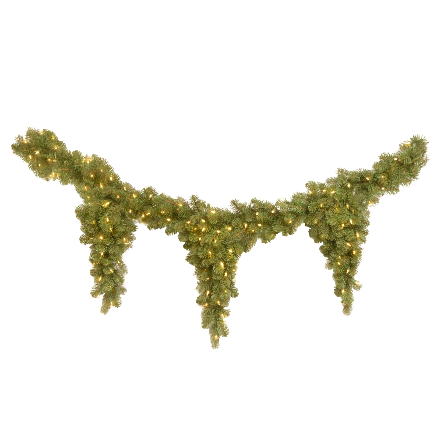 6 Ft. Pre-Lit Downswept Douglas Fir Teardrop Garland With White Lights 1 6 Ft. Pre-Lit Downswept Douglas Fir Teardrop Garland With White Lights