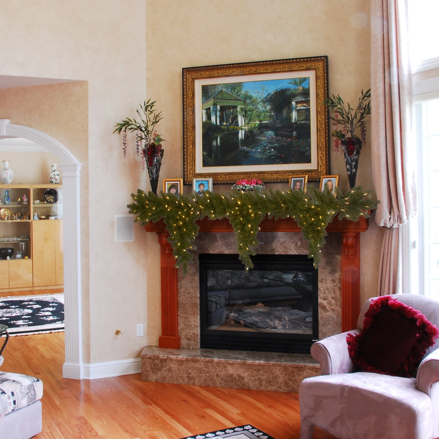 6 Ft. Pre-Lit Downswept Douglas Fir Teardrop Garland With White Lights 2 6 Ft. Pre-Lit Downswept Douglas Fir Teardrop Garland With White Lights - Image 2