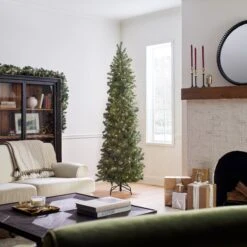 7.5 Ft. Pre-Lit Downswept Douglas Fir Pencil Slim Tree With Clear Lights 14 7.5 Ft. Pre-Lit Downswept Douglas Fir Pencil Slim Tree With Clear Lights -Christmas Trees Sales PEDD4 392 75 Lifestyle