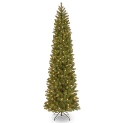 9 Ft. Pre-Lit Downswept Douglas Fir Pencil Slim Tree With Clear Lights
