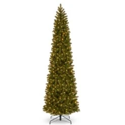 12 Ft. Pre-Lit Downswept Douglas Fir Pencil Slim Tree With Dual Color LED Lights