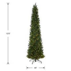 12 Ft. Pre-Lit Downswept Douglas Fir Pencil Slim Tree With Dual Color LED Lights 28 12 Ft. Pre-Lit Downswept Douglas Fir Pencil Slim Tree With Dual Color LED Lights -Christmas Trees Sales PEDD4 392D 120 Silo Dim