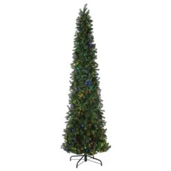 12 Ft. Pre-Lit Downswept Douglas Fir Pencil Slim Tree With Dual Color LED Lights 30 12 Ft. Pre-Lit Downswept Douglas Fir Pencil Slim Tree With Dual Color LED Lights -Christmas Trees Sales PEDD4 392D 120 Silo multi