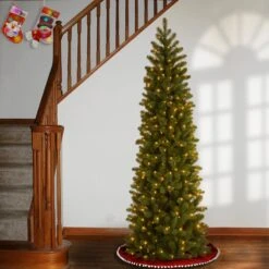 6.5 Ft. Pre-Lit Downswept Douglas Fir Pencil Slim Tree With Dual Color LED Lights -Christmas Trees Sales PEDD4 392D 65 2