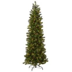 6.5 Ft. Pre-Lit Downswept Douglas Fir Pencil Slim Tree With Dual Color LED Lights -Christmas Trees Sales PEDD4 392D 65 Silo