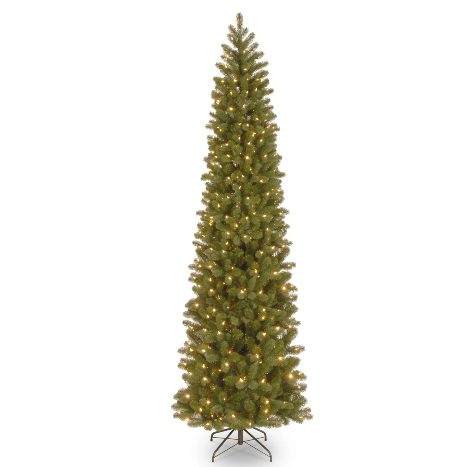 9 Ft. Pre-Lit Downswept Douglas Fir Pencil Slim Tree With Dual Color LED Lights 1 9 Ft. Pre-Lit Downswept Douglas Fir Pencil Slim Tree With Dual Color LED Lights