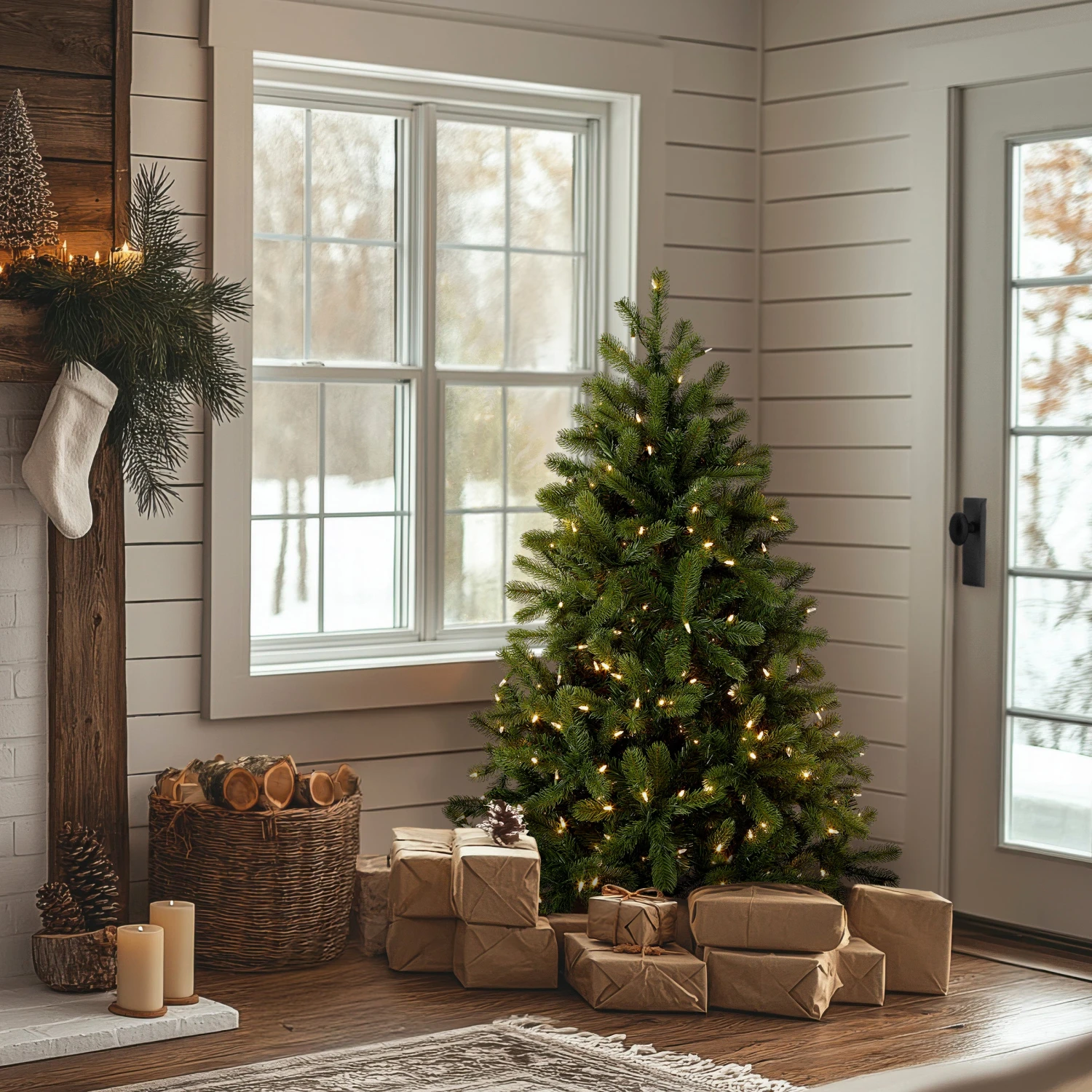 4.5 Ft. Pre-Lit Downswept Douglas Fir Tree With Dual Color LED Lights 2 4.5 Ft. Pre-Lit Downswept Douglas Fir Tree With Dual Color LED Lights - Image 2