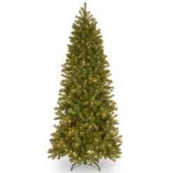 7 Ft. Pre-Lit Downswept Douglas Fir Pencil Slim Tree With Dual Color LED Lights