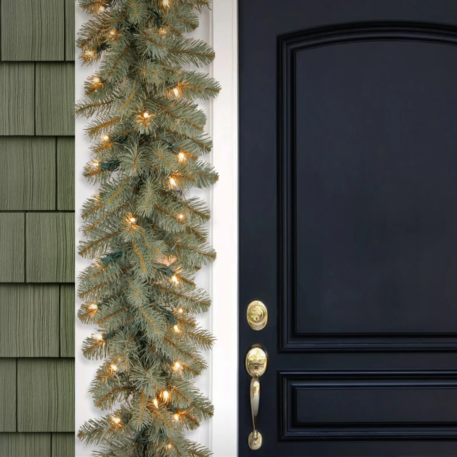 9 Ft. Pre-Lit Downswept Douglas Blue Garland With Clear Lights 2 9 Ft. Pre-Lit Downswept Douglas Blue Garland With Clear Lights - Image 2
