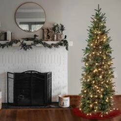 6 Ft. Pre-Lit Duxbury Feel Real Slim Tree With LED Lights -Christmas Trees Sales PEDUX8 304L 60 2