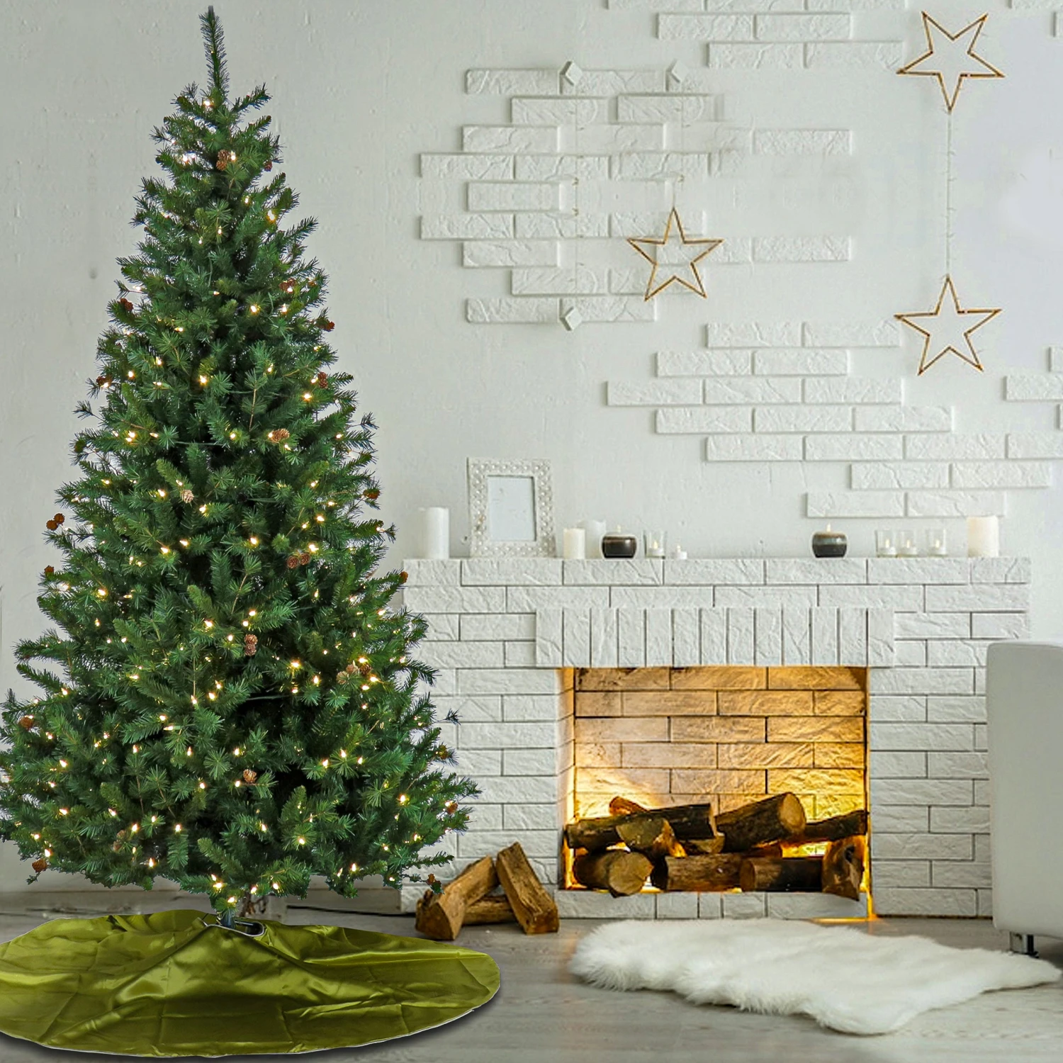 7.5 Ft. Pre-Lit Cedar Spruce Tree With LED Lights 2 7.5 Ft. Pre-Lit Cedar Spruce Tree With LED Lights - Image 2