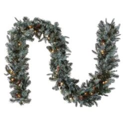 9 Ft. Pre-Lit Frosted Arctic Spruce Garland With Clear Lights -Christmas Trees Sales PEFA1 307 9B 1 Silo