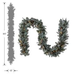 9 Ft. Pre-Lit Frosted Arctic Spruce Garland With Clear Lights -Christmas Trees Sales PEFA1 307 9B 1 Silo Dim