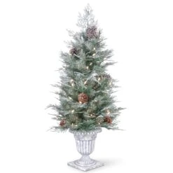 4 Ft. Pre-Lit Frosted Mountain Spruce Tree With Clear Lights