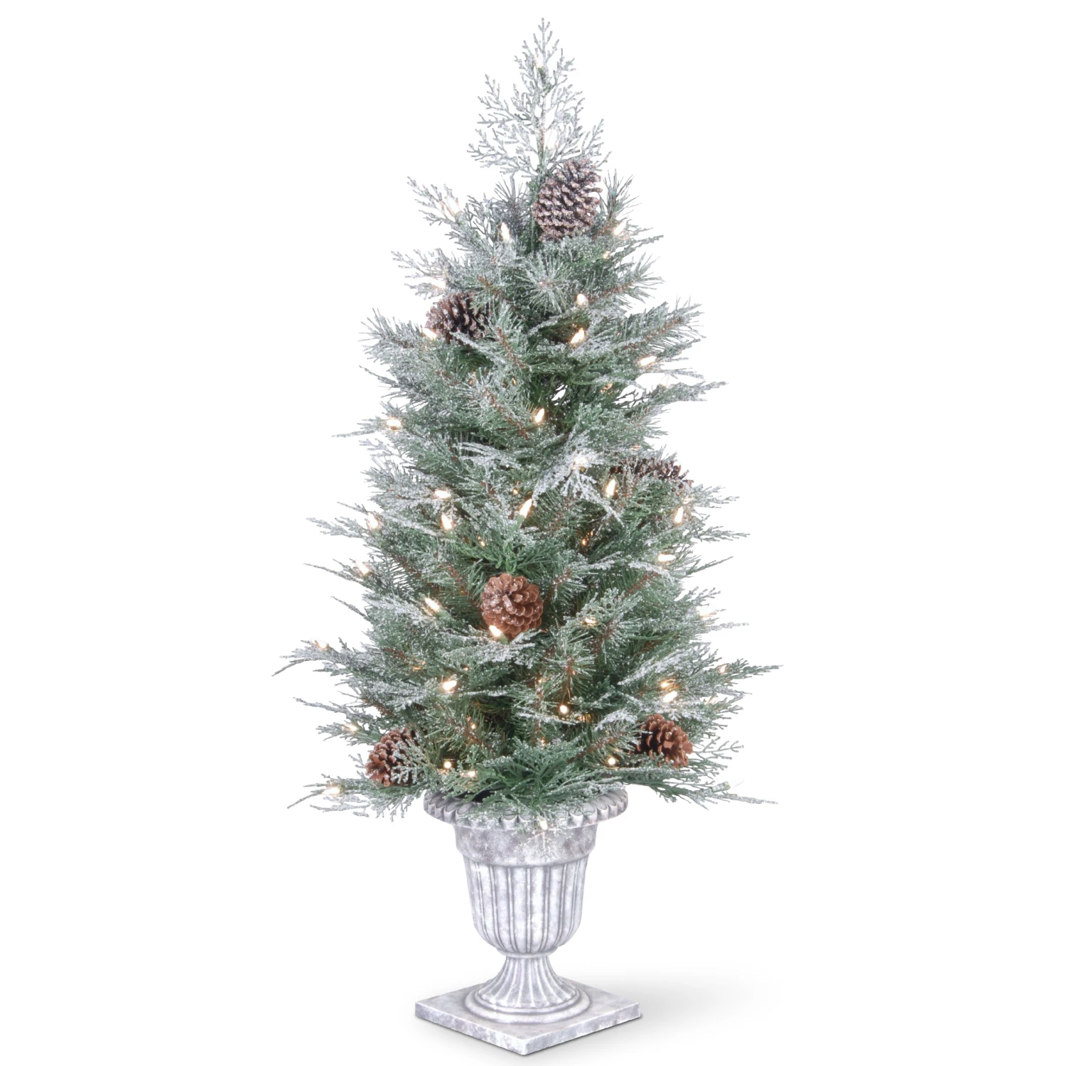 4 Ft. Pre-Lit Frosted Mountain Spruce Tree With Clear Lights 1 4 Ft. Pre-Lit Frosted Mountain Spruce Tree With Clear Lights