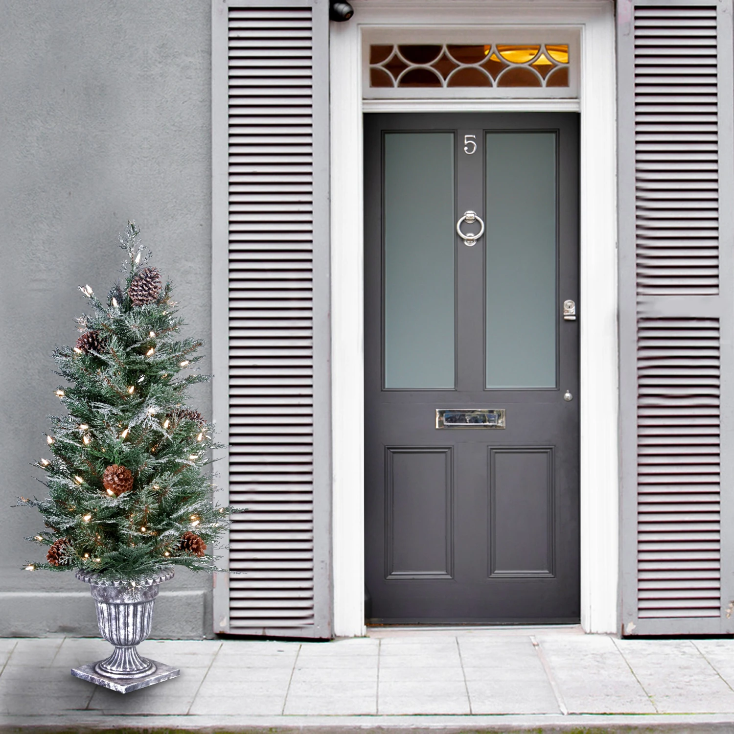 4 Ft. Pre-Lit Frosted Mountain Spruce Tree With Clear Lights 2 4 Ft. Pre-Lit Frosted Mountain Spruce Tree With Clear Lights - Image 2