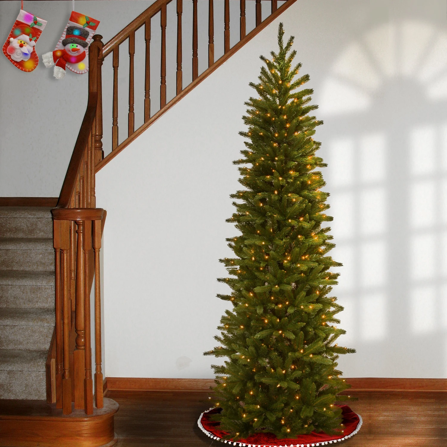 6.5 Ft. Pre-Lit Grande Fir Pencil Slim Tree With Clear Lights 3 6.5 Ft. Pre-Lit Grande Fir Pencil Slim Tree With Clear Lights - Image 3