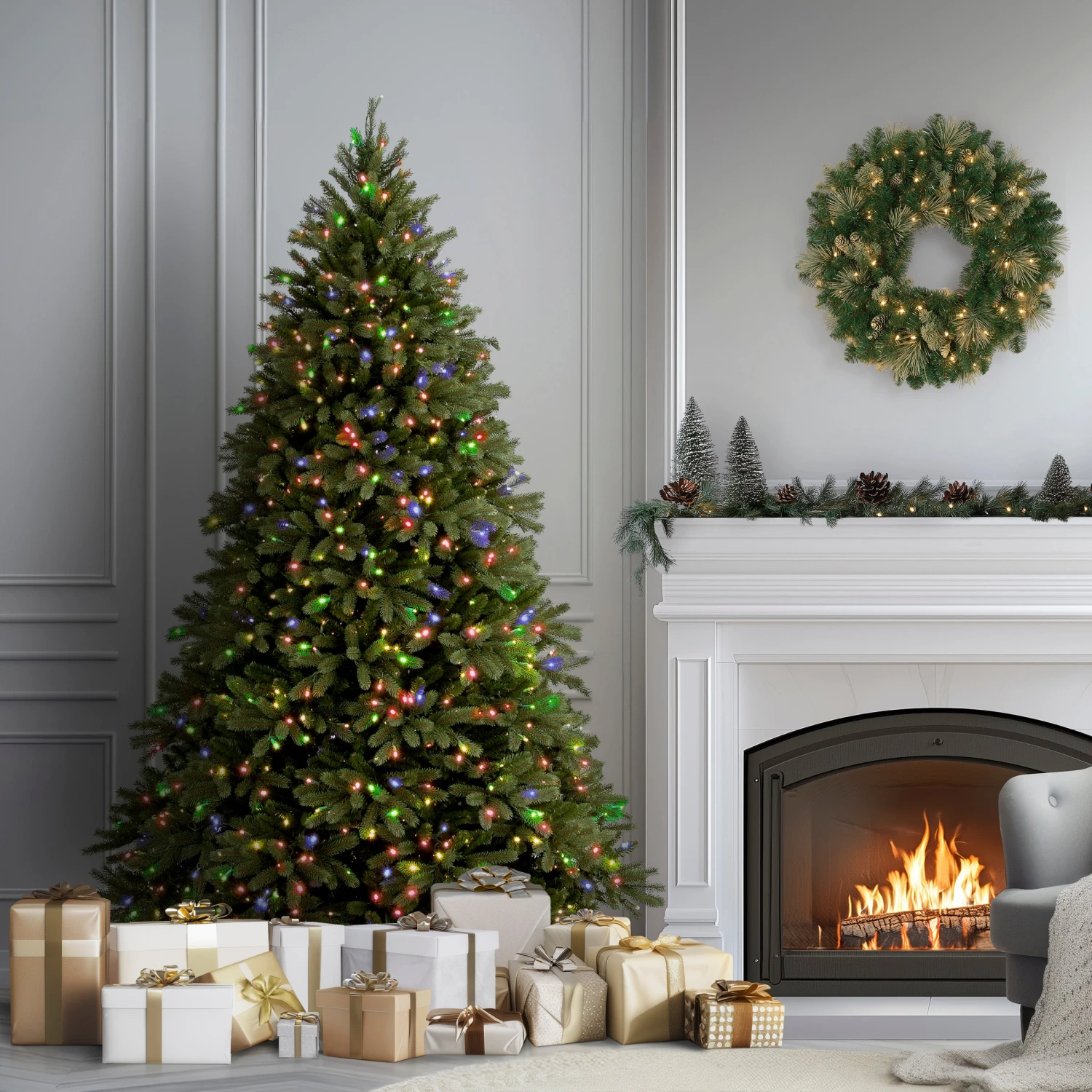 6.5 Ft. Pre-Lit Jersey Fraser Fir Tree With Multicolor Lights 2 6.5 Ft. Pre-Lit Jersey Fraser Fir Tree With Multicolor Lights - Image 2