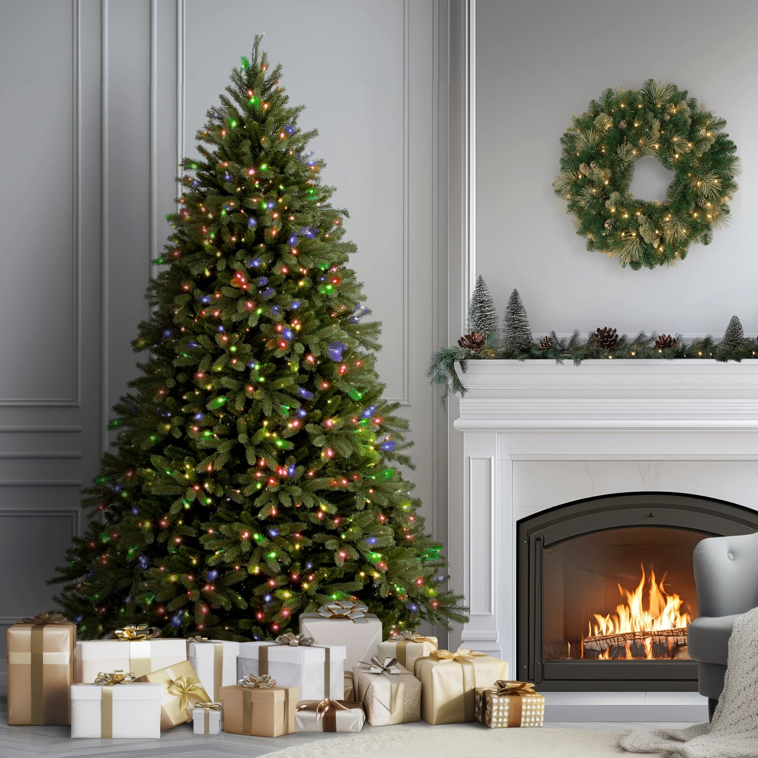 7.5 Ft. Pre-Lit Jersey Fraser Fir Tree With Multicolor Lights 2 7.5 Ft. Pre-Lit Jersey Fraser Fir Tree With Multicolor Lights - Image 2