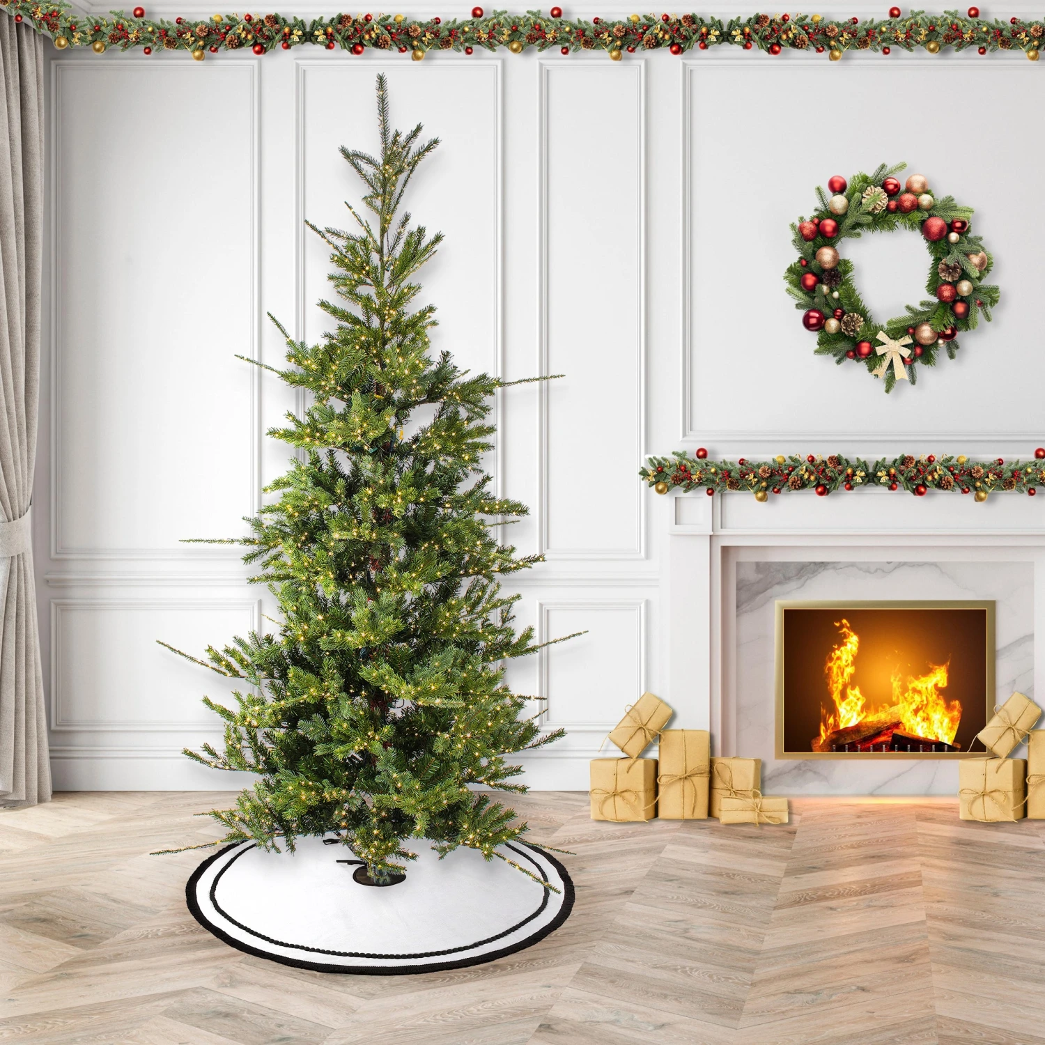 10 Ft. Pre-Lit Lark Pine Feel Real Medium Tree With Warm White LED Rice Lights 2 10 Ft. Pre-Lit Lark Pine Feel Real Medium Tree With Warm White LED Rice Lights - Image 2