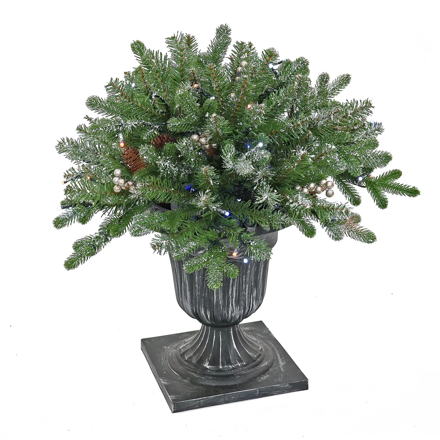 24 In. Pre-Lit Snowy Morgan Spruce Porch Bush With Twinkly LED Lights 1 24 In. Pre-Lit Snowy Morgan Spruce Porch Bush With Twinkly LED Lights