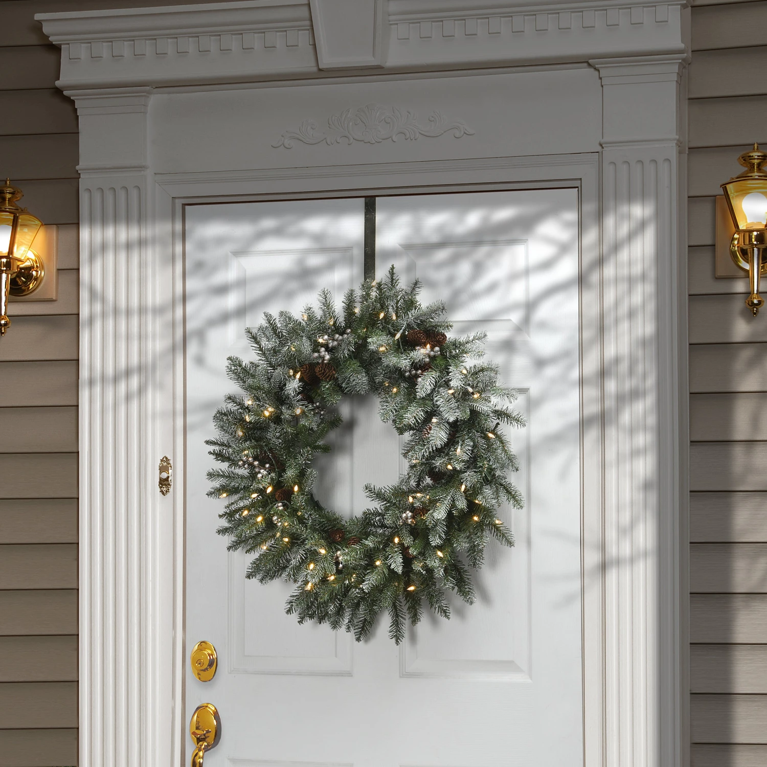30 In. Pre-Lit Snowy Morgan Spruce Wreath With Twinkly LED Lights 2 30 In. Pre-Lit Snowy Morgan Spruce Wreath With Twinkly LED Lights - Image 2