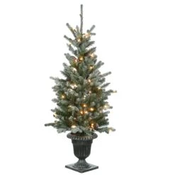 4 Ft. Pre-LitSnowy Morgan Spruce Tree With Clear Lights
