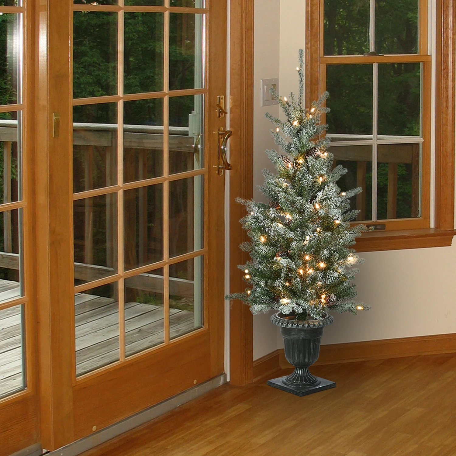 4 Ft. Pre-LitSnowy Morgan Spruce Tree With Clear Lights 2 4 Ft. Pre-LitSnowy Morgan Spruce Tree With Clear Lights - Image 2