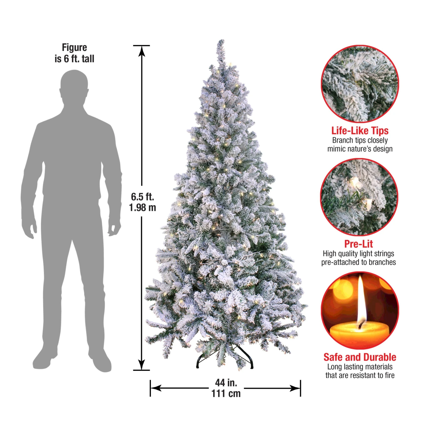 6.5 Ft. Pre-Lit Snowy Mixed Pine Tree With Clear Lights 5 6.5 Ft. Pre-Lit Snowy Mixed Pine Tree With Clear Lights - Image 5