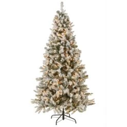 6.5 Ft. Pre-Lit Snowy Mixed Pine Tree With Clear Lights