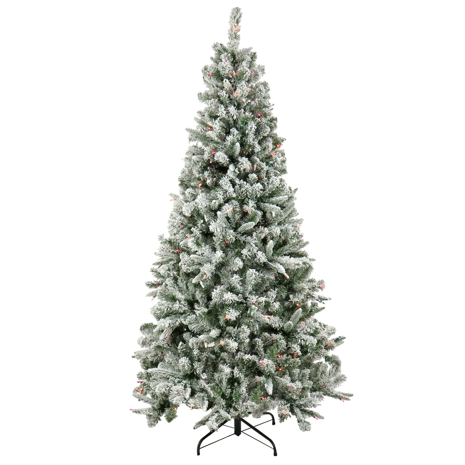 6.5 Ft. Pre-Lit Snowy Mixed Pine Tree With Multicolor Lights 1 6.5 Ft. Pre-Lit Snowy Mixed Pine Tree With Multicolor Lights