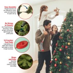 6.5 Ft. Pre-Lit Newberry Spruce Tree With PowerConnect Dual Color LED Lights -Christmas Trees Sales PEND2 D00 65 Features