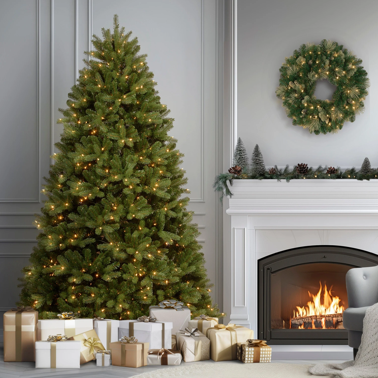 8 Ft. Pre-Lit Newberry Spruce Tree With PowerConnect Dual Color LED Lights 2 8 Ft. Pre-Lit Newberry Spruce Tree With PowerConnect Dual Color LED Lights - Image 2