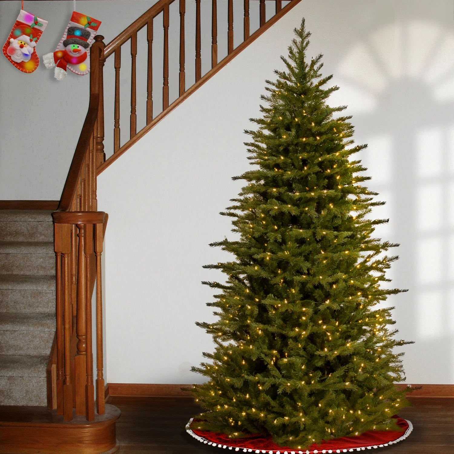 7.5 Ft. Pre-Lit Nordic Spruce Slim Tree With Clear Lights 5 7.5 Ft. Pre-Lit Nordic Spruce Slim Tree With Clear Lights - Image 5