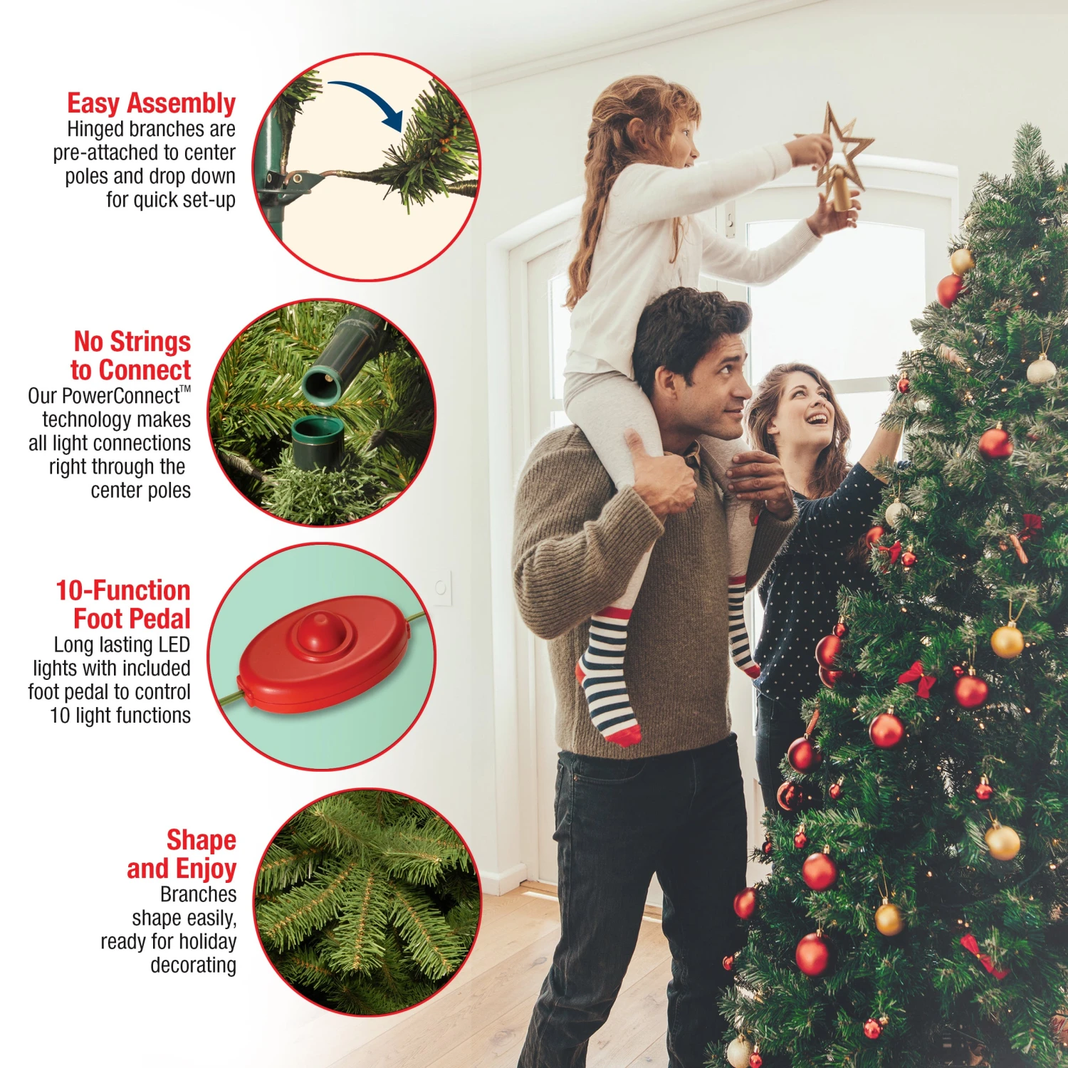 7.5 Ft. Pre-Lit Princeton Fraser Fir Tree With PowerConnect And 800 Dual Color LED Lights 6 7.5 Ft. Pre-Lit Princeton Fraser Fir Tree With PowerConnect And 800 Dual Color LED Lights - Image 6