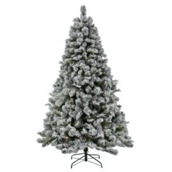 7.5 Ft. Pre-Lit Snowy Silver Hill Pine Tree With LED Lights