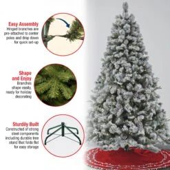 7.5 Ft. Pre-Lit Snowy Silver Hill Pine Tree With LED Lights -Christmas Trees Sales PESH64 300L 75 Features