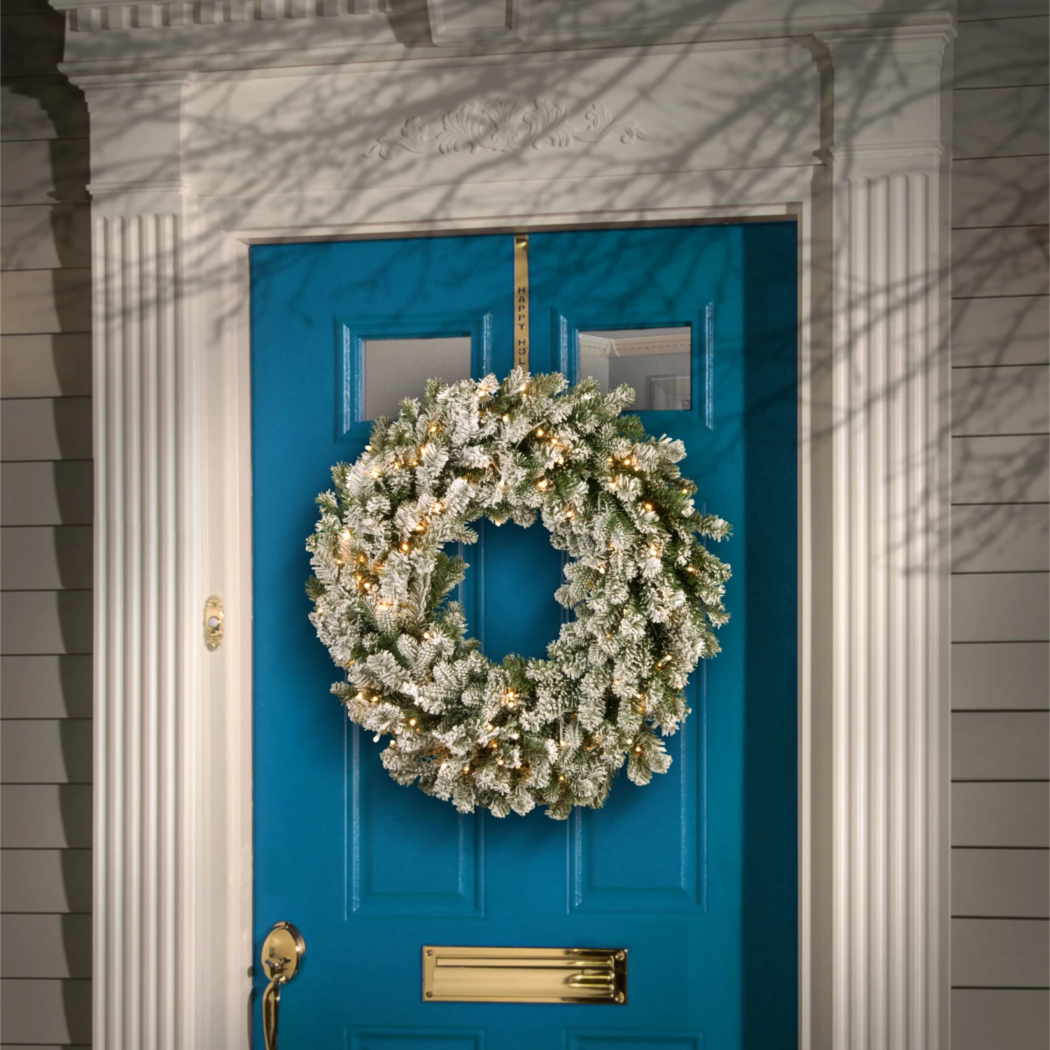 24 In. Pre-Lit Snowy Sheffield Spruce Wreath With Twinkly LED Lights 2 24 In. Pre-Lit Snowy Sheffield Spruce Wreath With Twinkly LED Lights - Image 2