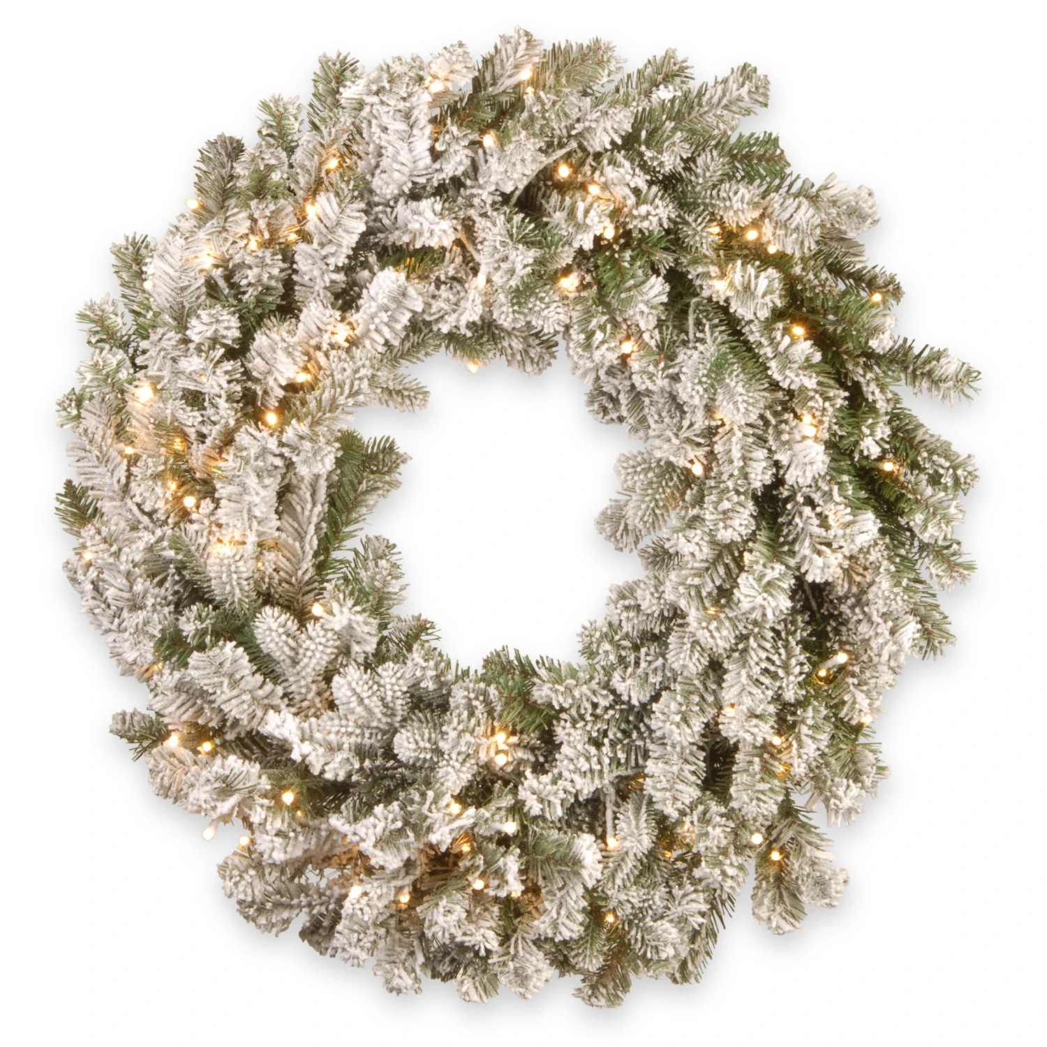 30 In. Pre-Lit Snowy Sheffield Spruce Wreath With Twinkly LED Lights 1 30 In. Pre-Lit Snowy Sheffield Spruce Wreath With Twinkly LED Lights