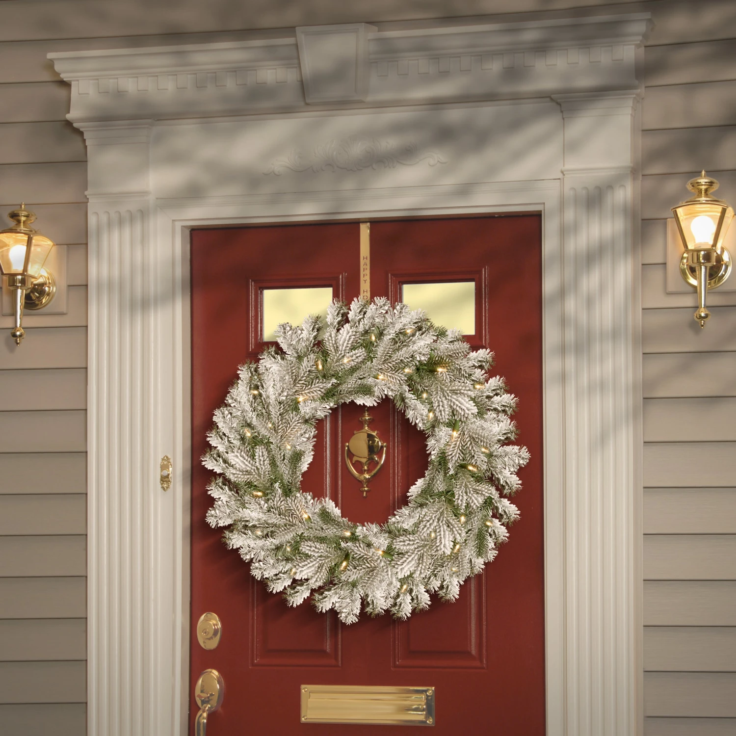 30 In. Pre-Lit Snowy Sheffield Spruce Wreath With Twinkly LED Lights 2 30 In. Pre-Lit Snowy Sheffield Spruce Wreath With Twinkly LED Lights - Image 2
