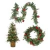 Pre-Lit Scotch Creek Fir Assortment Set Of 1 Entrance Tree, 1 Wreath, 1 Garland