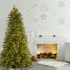 6.5 Ft. Pre-Lit Tiffany Fir Slim Tree With Clear Lights PE Branch Tips -Christmas Trees Sales PETF3 304 65 2