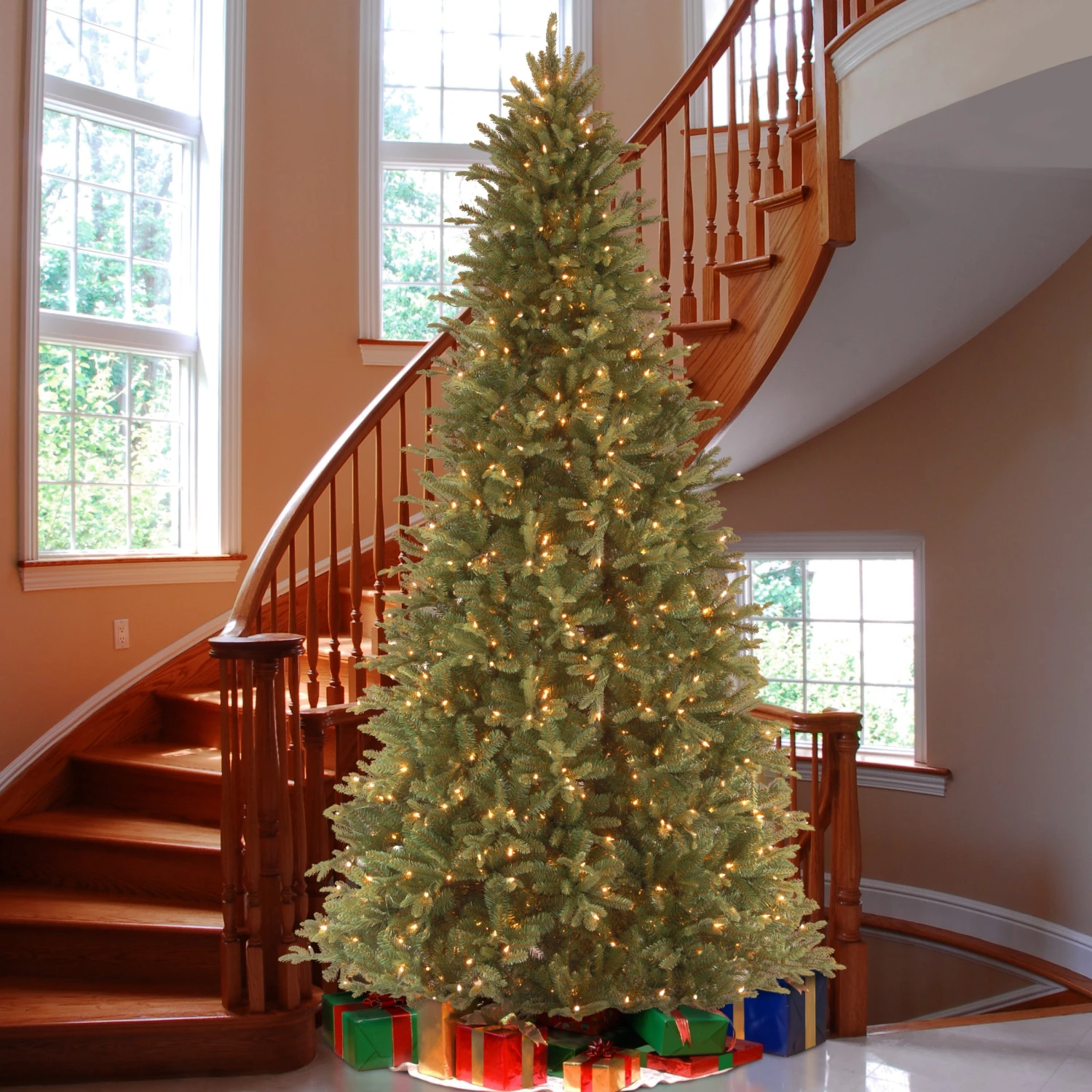 9 Ft. Pre-Lit Tiffany Fir Slim Tree With Clear Lights - PE Branch Tips 11 9 Ft. Pre-Lit Tiffany Fir Slim Tree With Clear Lights - PE Branch Tips - Image 11