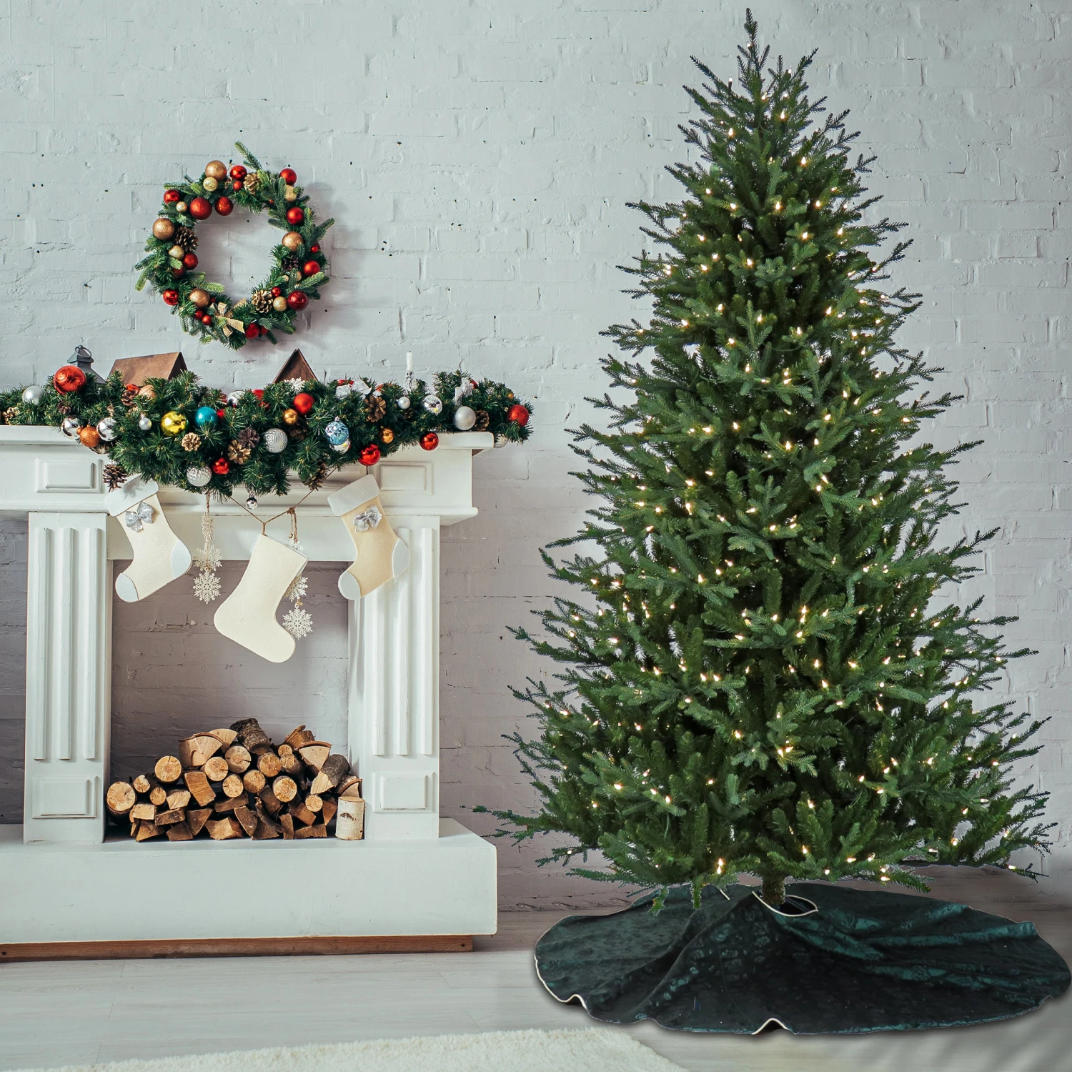 7.5 Ft. Pre-Lit Wenatchee Fir Tree With LED Lights 2 7.5 Ft. Pre-Lit Wenatchee Fir Tree With LED Lights - Image 2