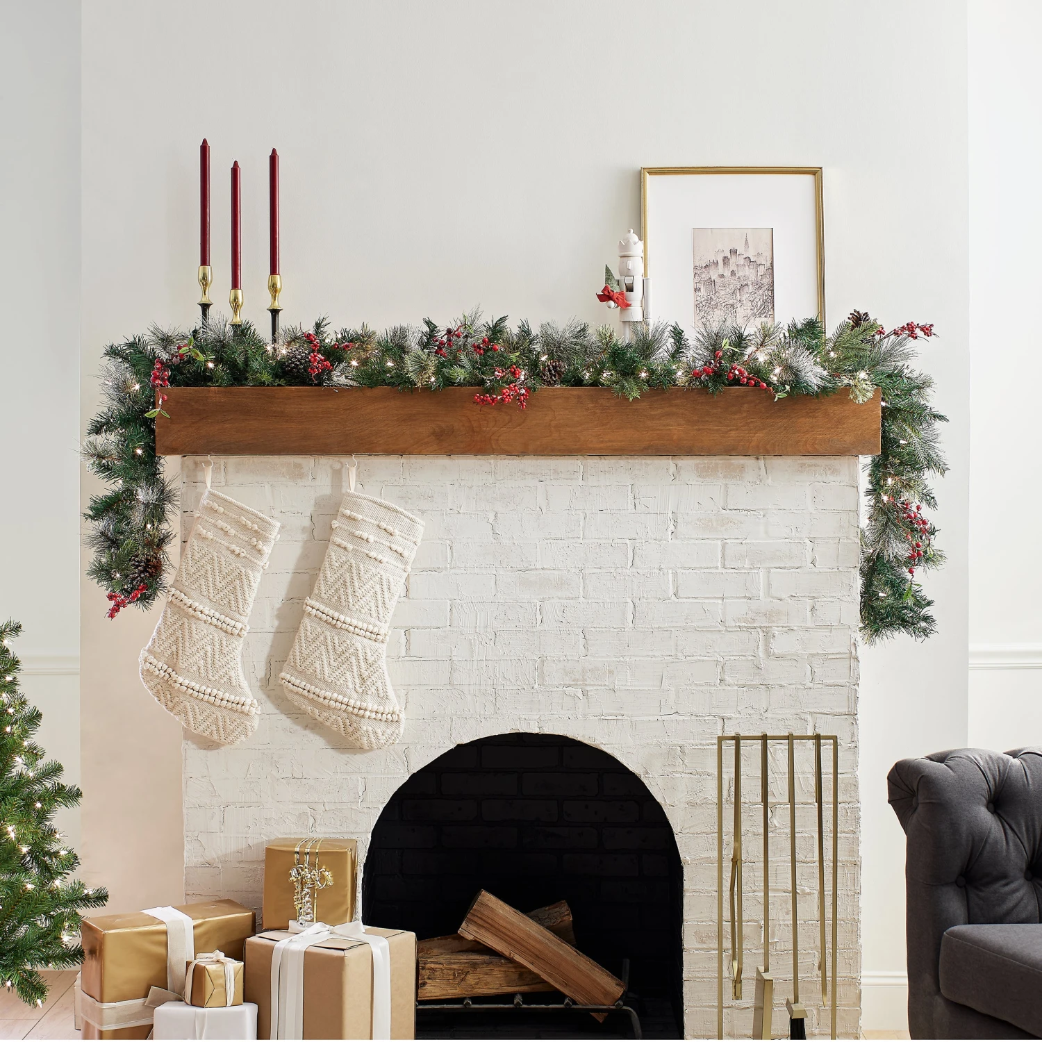 9 Ft. Pre-Lit Wintry Berry Garland With Clear Lights, Plug-In 2 9 Ft. Pre-Lit Wintry Berry Garland With Clear Lights, Plug-In - Image 2